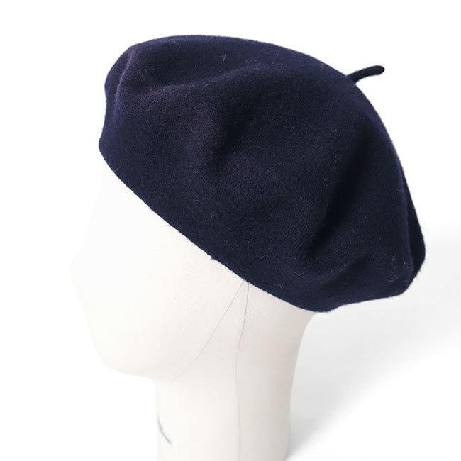 古着 Rebecca レベッカ ウールフェルト ベレー帽 紺 キャップ 帽子 レディース拍卖