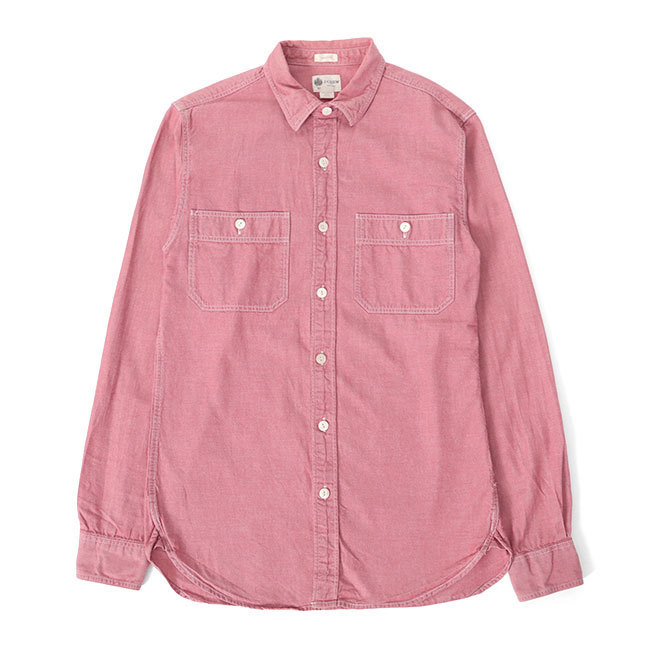 古着 J.CREW ジェイクルー テイラードフィット シャンブレーシャツ XS 赤 長袖シャツ メンズ拍卖