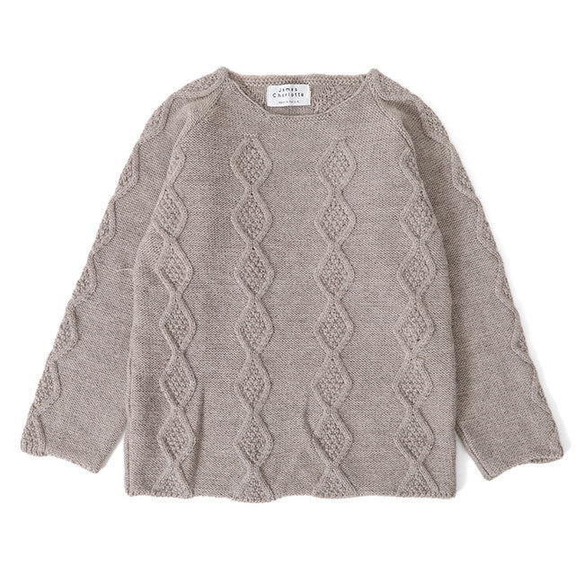 古着 James Charlotte ジェームズシャルロット 編み込み ウール ケーブルニット セーター S トープ レディース拍卖