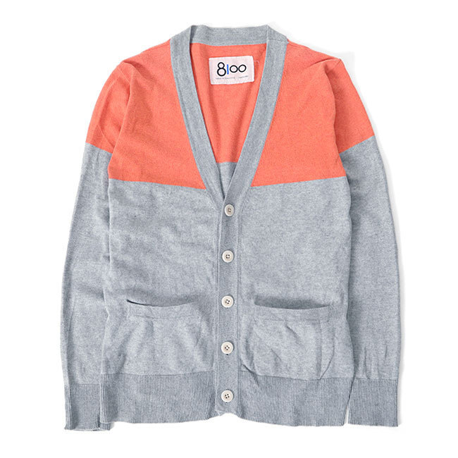 古着 Ron Herman 8100 ロンハーマン カシミヤ混 コットンカーディガン S オレンジ 灰 メンズ拍卖