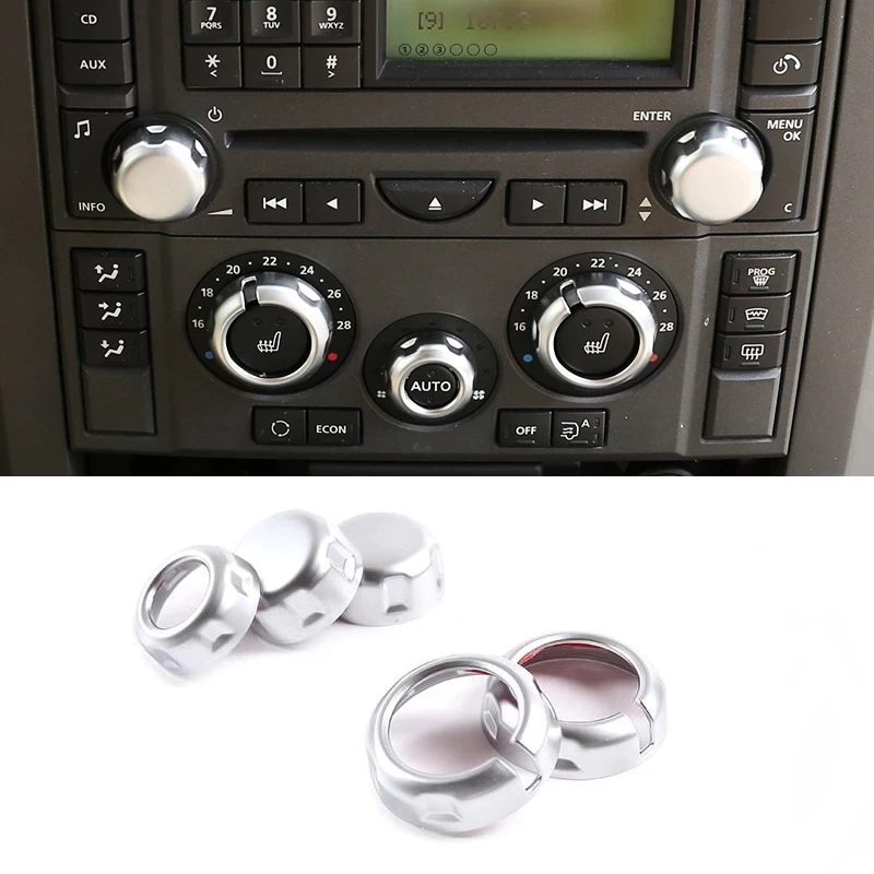 5枚 カーエアコンボリュームノブカバーABSカーアクセサリーランドローバーディスカバリー3LR32004-2009レンジローバースポーツ04-09拍卖