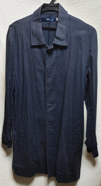 Lサイズ Apply 長袖 スプリングハーフコート? 紺色 麻混拍卖
