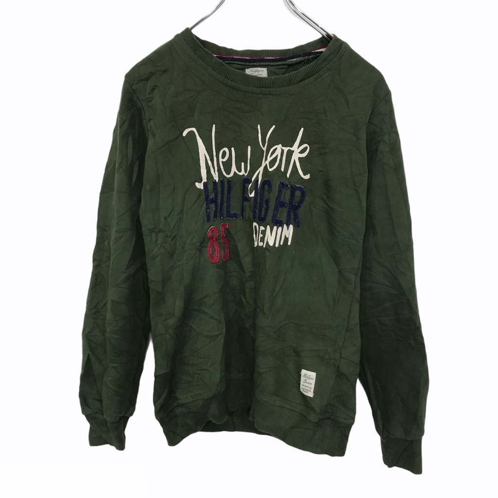 HILFIGER Denim トレーナー サイズ表記S トミー・ヒルフィガー スウェット オリーブ 古着卸 アメリカ仕入 t2103-3031拍卖
