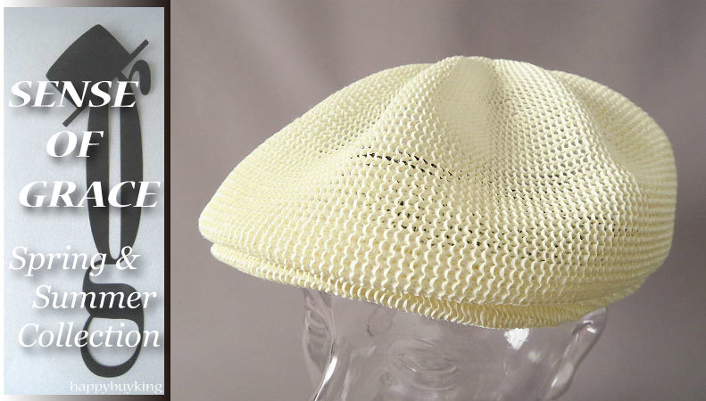 graceグレース★透かし編みサーモナッツキャスケット【IV】新品 定価¥3900 サイズ調節可能 男女兼用 サマーキャスケット ベレー帽拍卖