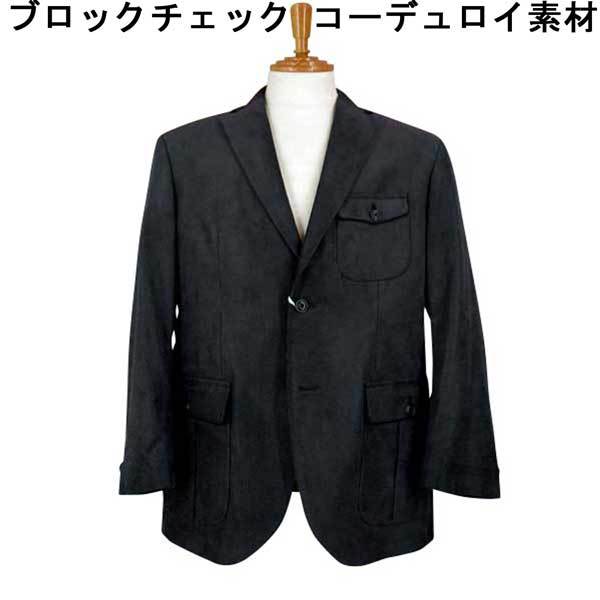 激安 ヘンリーバル ポリ/コーデュロイ2釦ジャケット・黒 LL拍卖