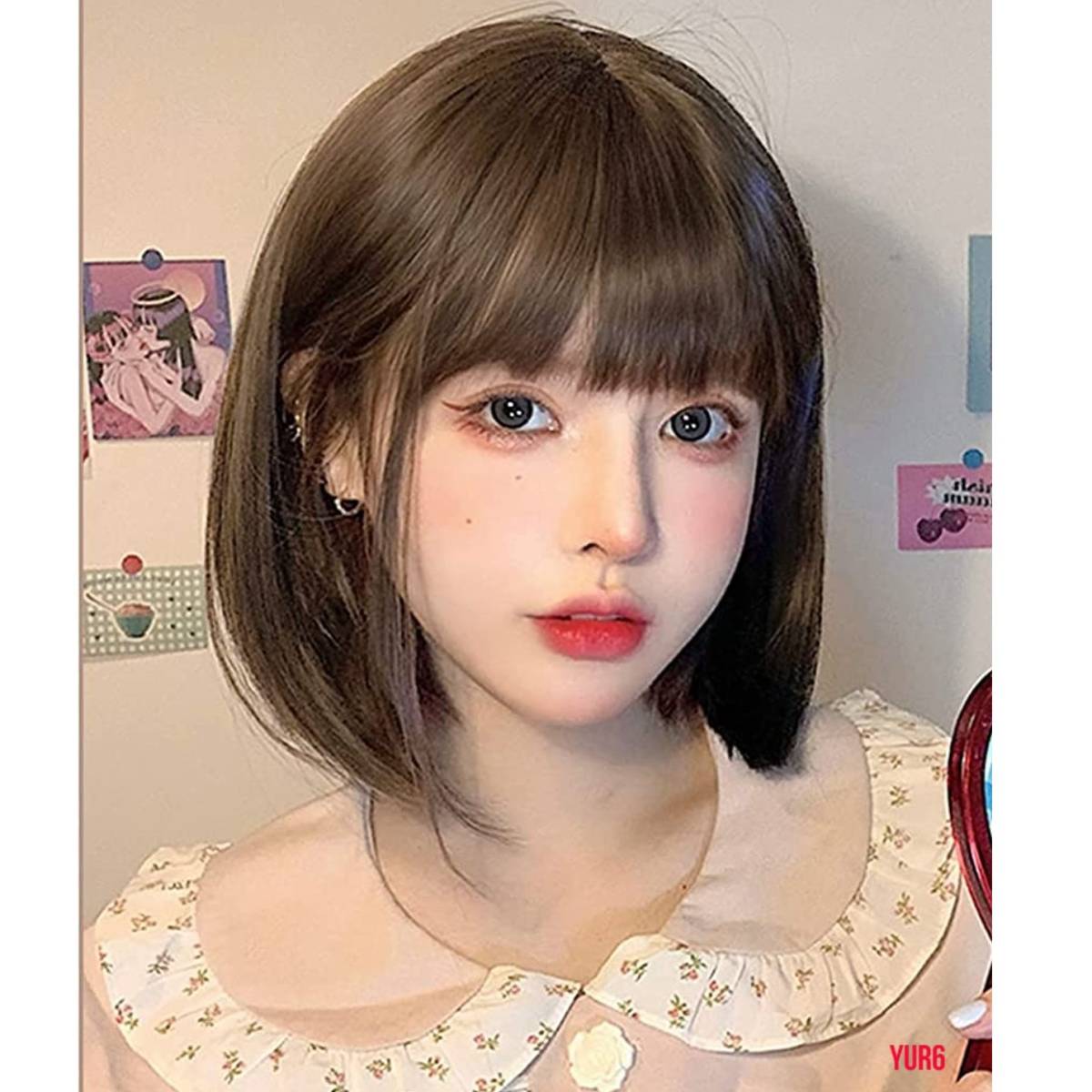 コールドブラウン ボブ ウィッグ フルウィッグ かつら レディース 耐熱ファイバー アジャスター付き 通気性 快適 普段使い イベント拍卖