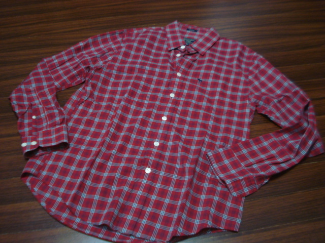 アバクロンビー&フィッチ長袖シャツ/チェック柄/赤/M/メンズ/A&F拍卖