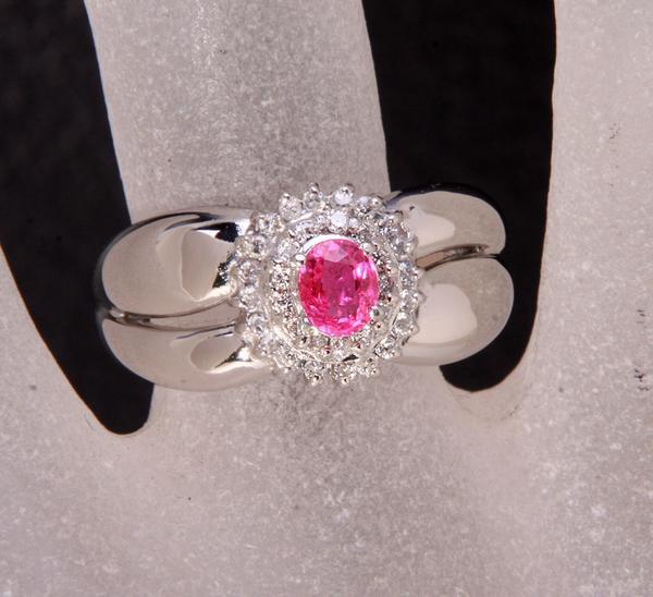 《質屋出品》Pt900★天然ルビー0.36ct+ダイアモンドリング★k-3645拍卖