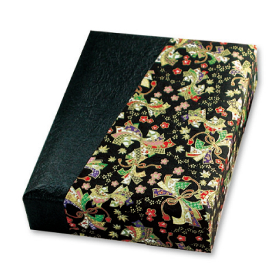 ★友禅紙貼り箱制作キット☆優雅で素敵な友禅紙の貼り箱☆黒☆手作りキット☆お道具箱、はがき入れ、年賀状保管○拍卖