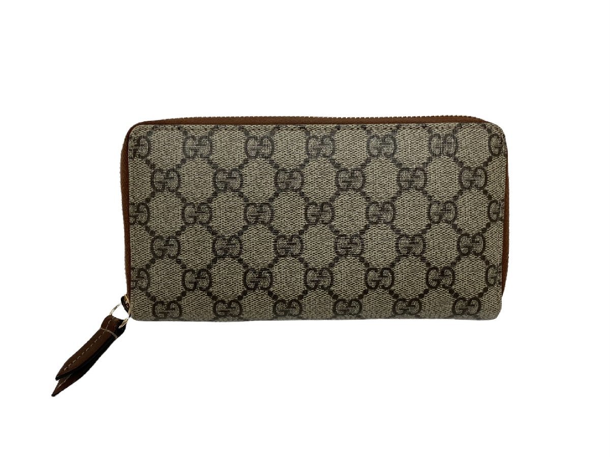 GUCCI グッチ 長財布 ラウンドファスナー ウォレット ジップウォレット GGスプリーム 410102-0959 ベージュ ブラウン 茶色/027拍卖