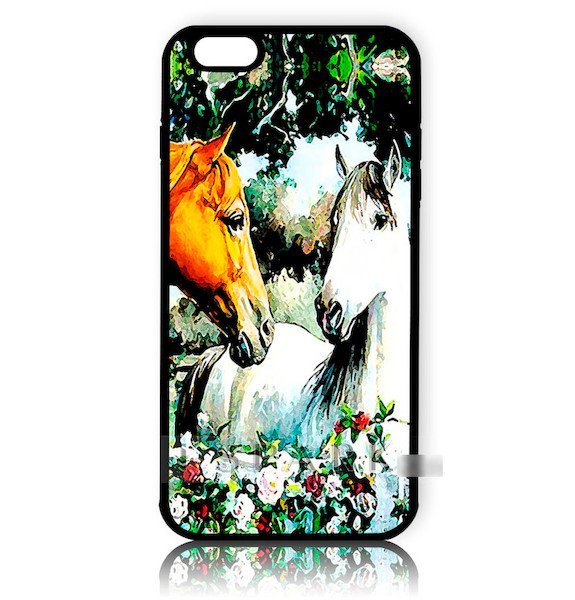 iPhone6 6S馬 ウマ 絵画風 アートケース 保護フィルム付拍卖