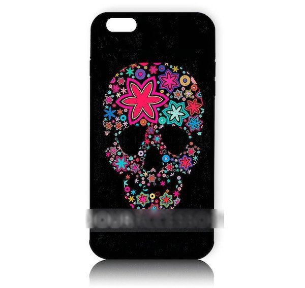 iPhone 5Cスカル キュート 花柄 アートケース 保護フィルム付拍卖