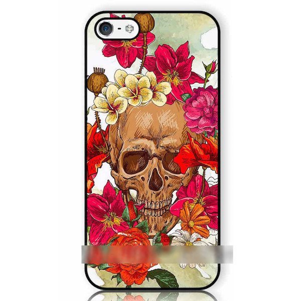 iPhone 7 Plus スカル 骸骨 ドクロ フラワー 花柄アートケース 保護フィルム付拍卖