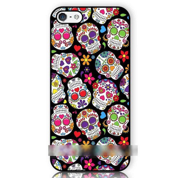 iPhone 6 6S Plus スカル 骸骨 キュート 花柄 アートケース 保護フィルム付拍卖
