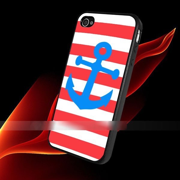iPhone6 6SPlus錨 イカリ 碇 ボーダー アートケース フィルム付拍卖