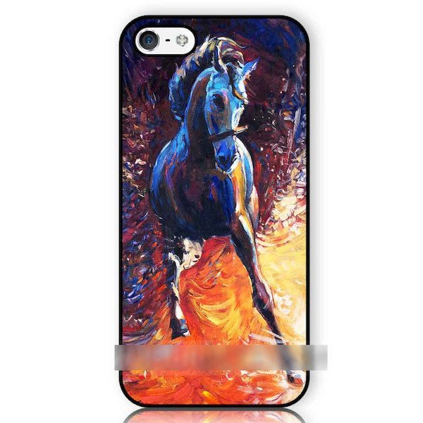 iPhone 6 6S Plus 馬 ウマ 絵画調 油絵 アートケース保護フィルム付拍卖