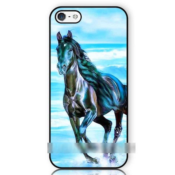 iPhone 7 Plus 馬 ウマ 海岸 ビーチ アートケース 保護フィルム付拍卖