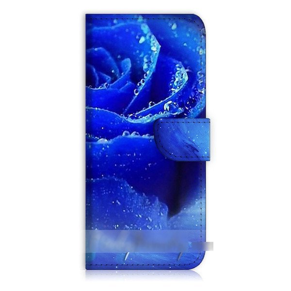 ZenFone 2 青 薔薇 バラ 花柄 フラワー スマホケース 充電ケーブル フィルム付拍卖
