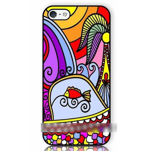 iPhone 11 Pro Max アイフォン イレブン プロ マックス ビーチ 海 砂浜 浜辺 魚 抽象画 アートケース 保護フィルム付拍卖