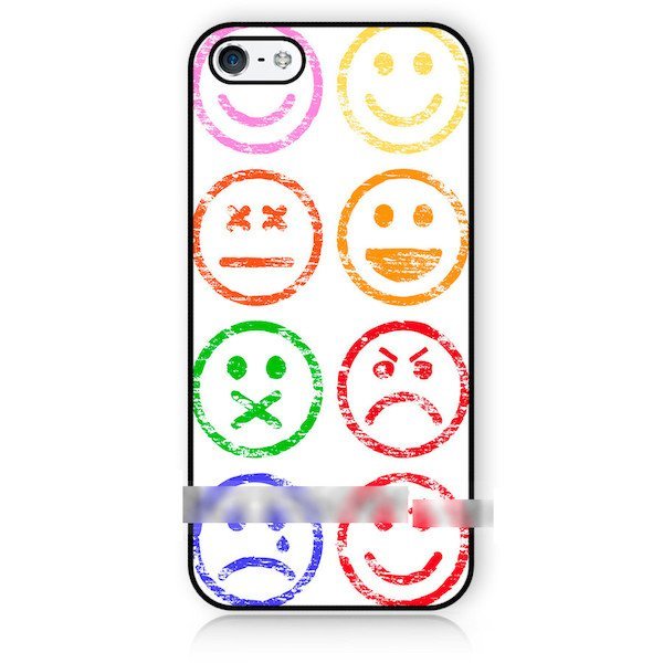 iPhone 5C顔文字 スマイル アートケース 保護フィルム付拍卖