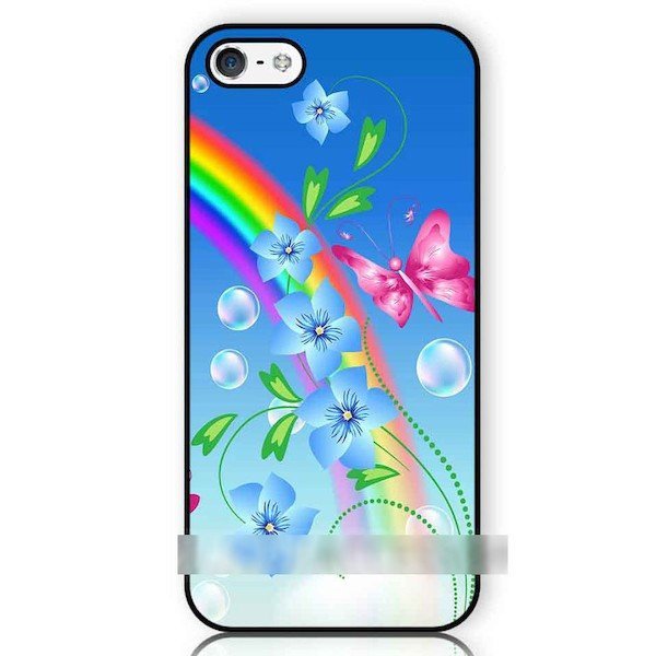 iPhone SE 第2世代 8 7 虹 レインボー 蝶 チョウ 花 スマホケース アートケース スマートフォン カバー拍卖