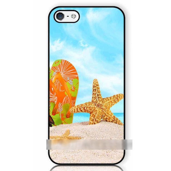 iPhone 5S 5C SE ビーチ 海 砂浜 浜辺 ヒトデ アートケース 保護フィルム付拍卖