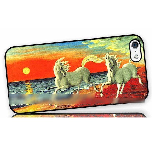 iPhone 11 Pro Max 馬 ウマ 抽象画 砂浜 ビーチ 夕陽 スマホケース アートケース スマートフォン カバー拍卖