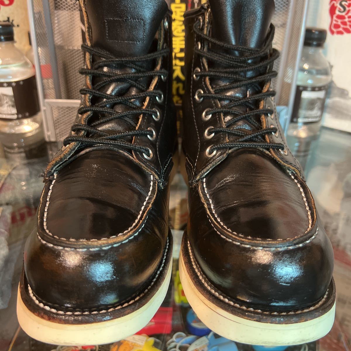 茶芯! 1998年製 9D 約27.5㎝ 8130 四角羽タグ レッドウイング モックトゥ ヴィンテージ オイルアップ除菌仕上済!純正ソール!激レア!!拍卖