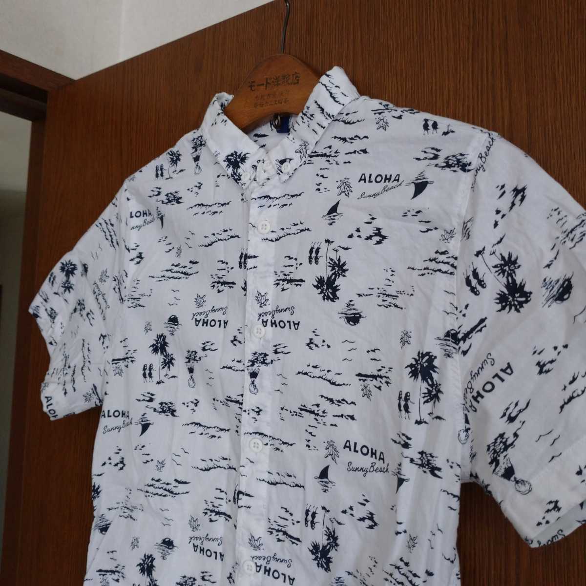 H&M ボタンダウン アロハシャツ 白 XS S拍卖