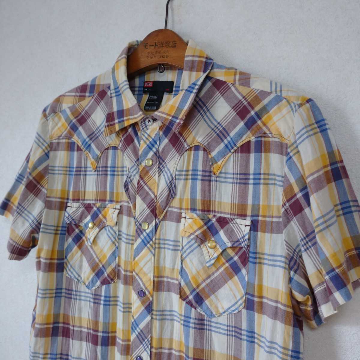ディーゼル マドラスチェック ウエスタンシャツ L拍卖