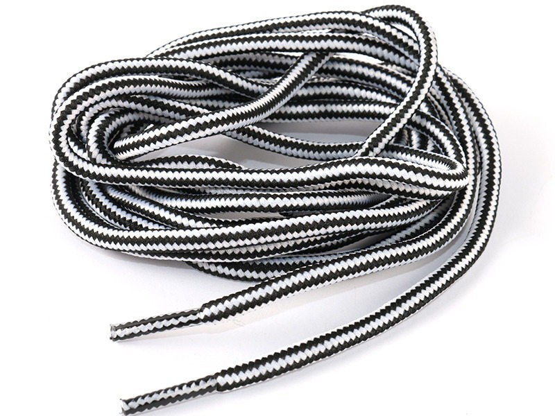 ファッション 2色 スポーツ ブーツ レザーブーツ シューレース 丸紐 靴紐 靴ひも 0.4×120CM#ブラックXホワイト拍卖