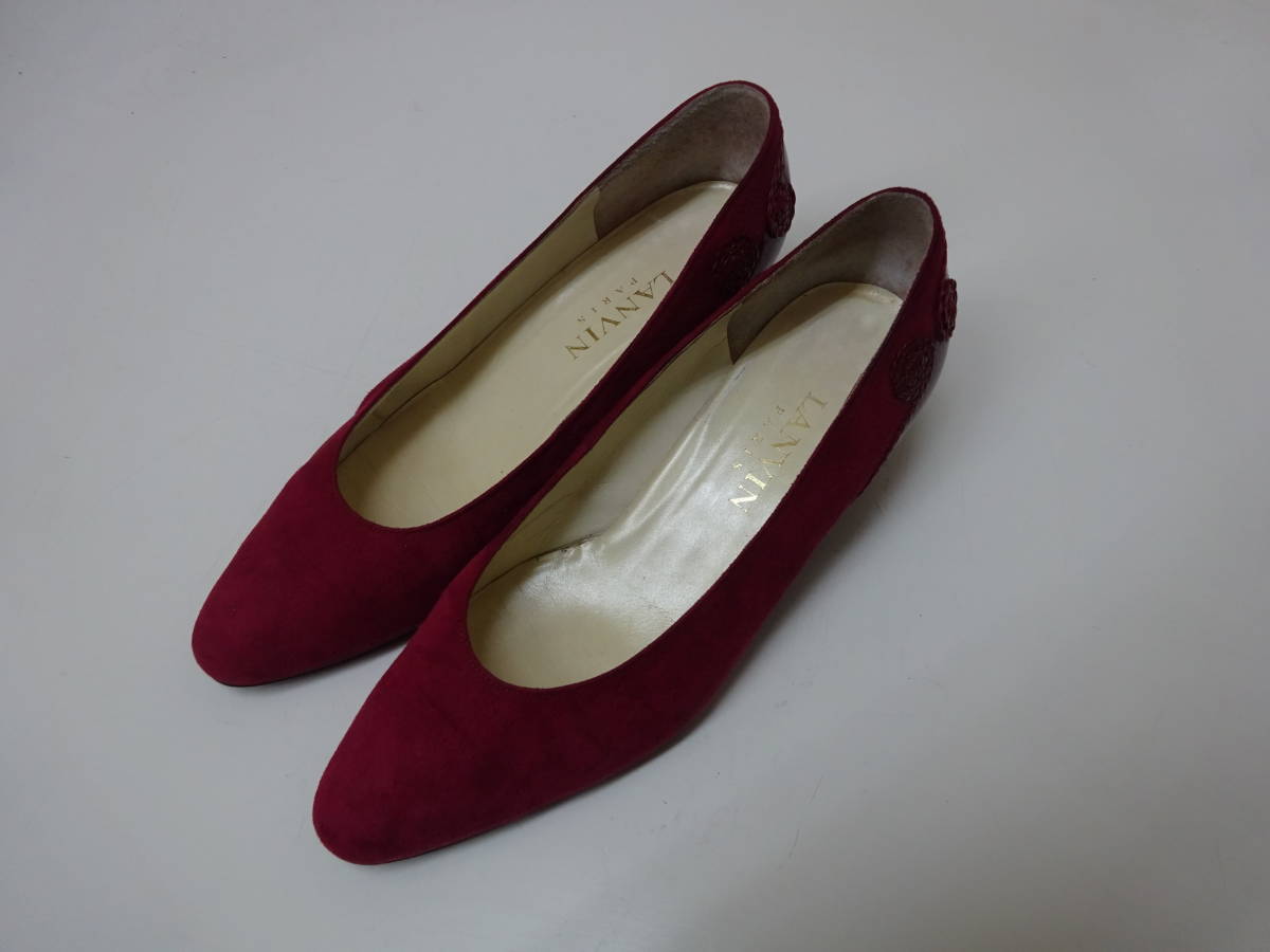 LANVIN ランバン パンプス美品  サイズ51/2 日本サイズ23cm ワインレッド スエード/エナメル拍卖