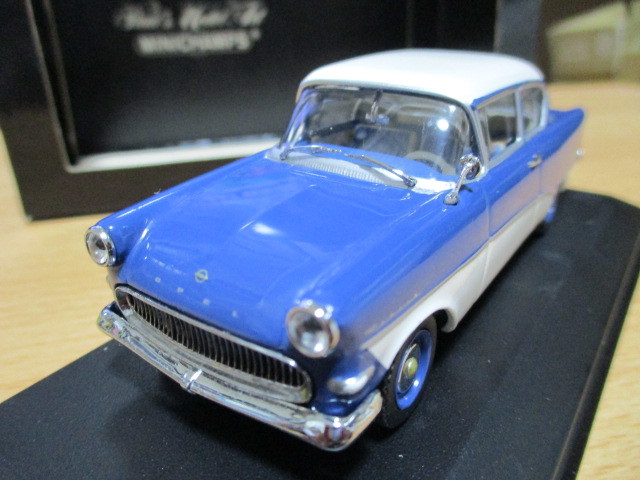 ミニチャンプス 1/43 「 オペル レコード P1 サルーン 」 ダークブルー/ホワイト 1958y ・送料 500円 レターパック発送拍卖