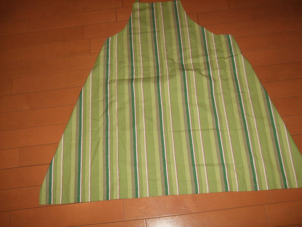 新品未使用送料込即決☆urban cocoon ストライプエプロン☆グリーン拍卖