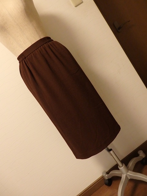 【美品】★詩仙堂 高級ちりめんスカート ミディ丈 茶系★拍卖