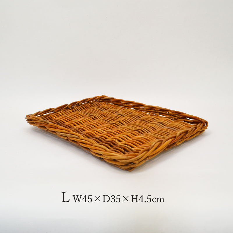 紅籐 ラタン製 パントレー 長角 L トレーバスケット 籐拍卖