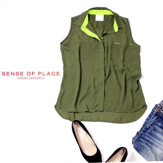 ☆☆ 美品 アーバンリサーチ SENSE OF PLACE ☆☆ 可愛いジョーゼット生地 ノースリーブ ブラウス F 春 夏 22A07拍卖