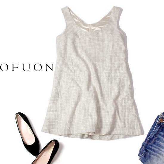 ☆☆ 美品 OFUON stylish オフオン スタイリッシュ ☆☆ 可愛い ライトツイード チュニック M 春 夏 22C07拍卖