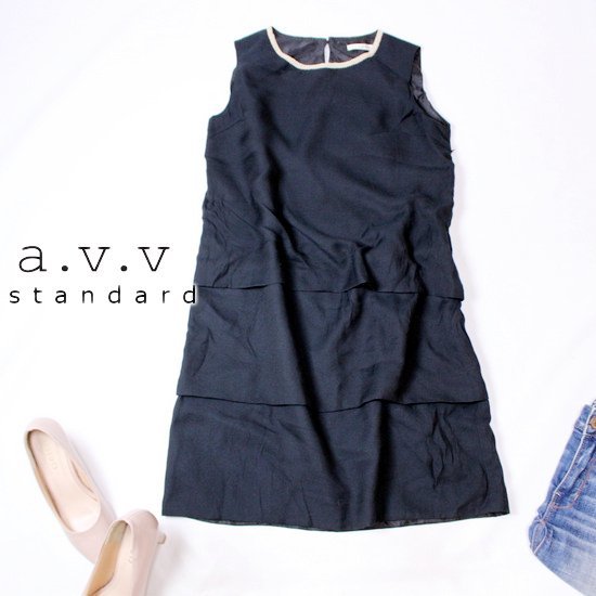 ☆☆ 美品 イトキン(株) a.v.v standard アーヴェヴェ ☆☆ 綺麗め ブレード付き ジョーゼット生地 ワンピース 38号 春 夏 22C07拍卖