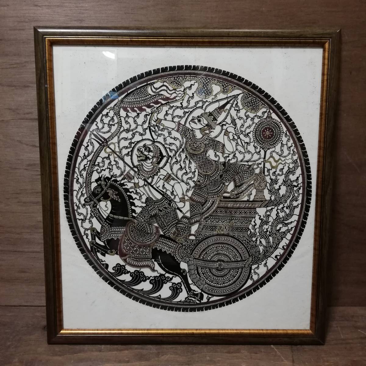 ナンタルン NANG TALOONG 影絵芝居 革製 LEATHER CARVINGS タイ 44cm×48cm拍卖