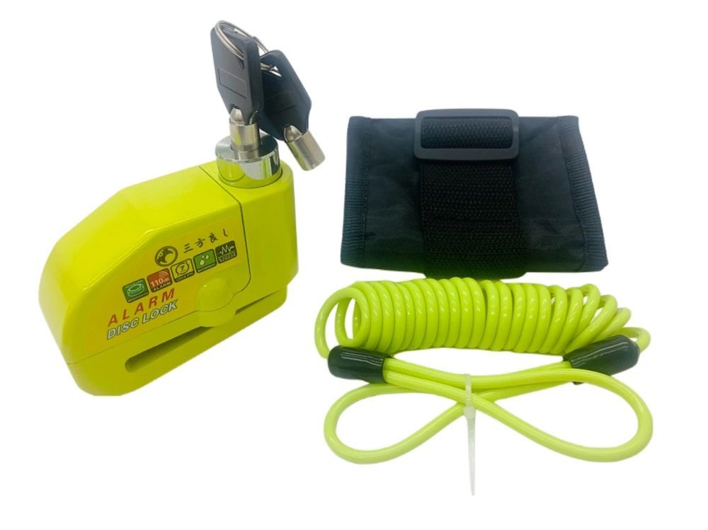 軽量アルミ製 グリーン バイクディスクロック セキュリティロック バイク用ロック 110dBアラーム 盗難防止 防犯グッズ 振動感知 大音量ア拍卖