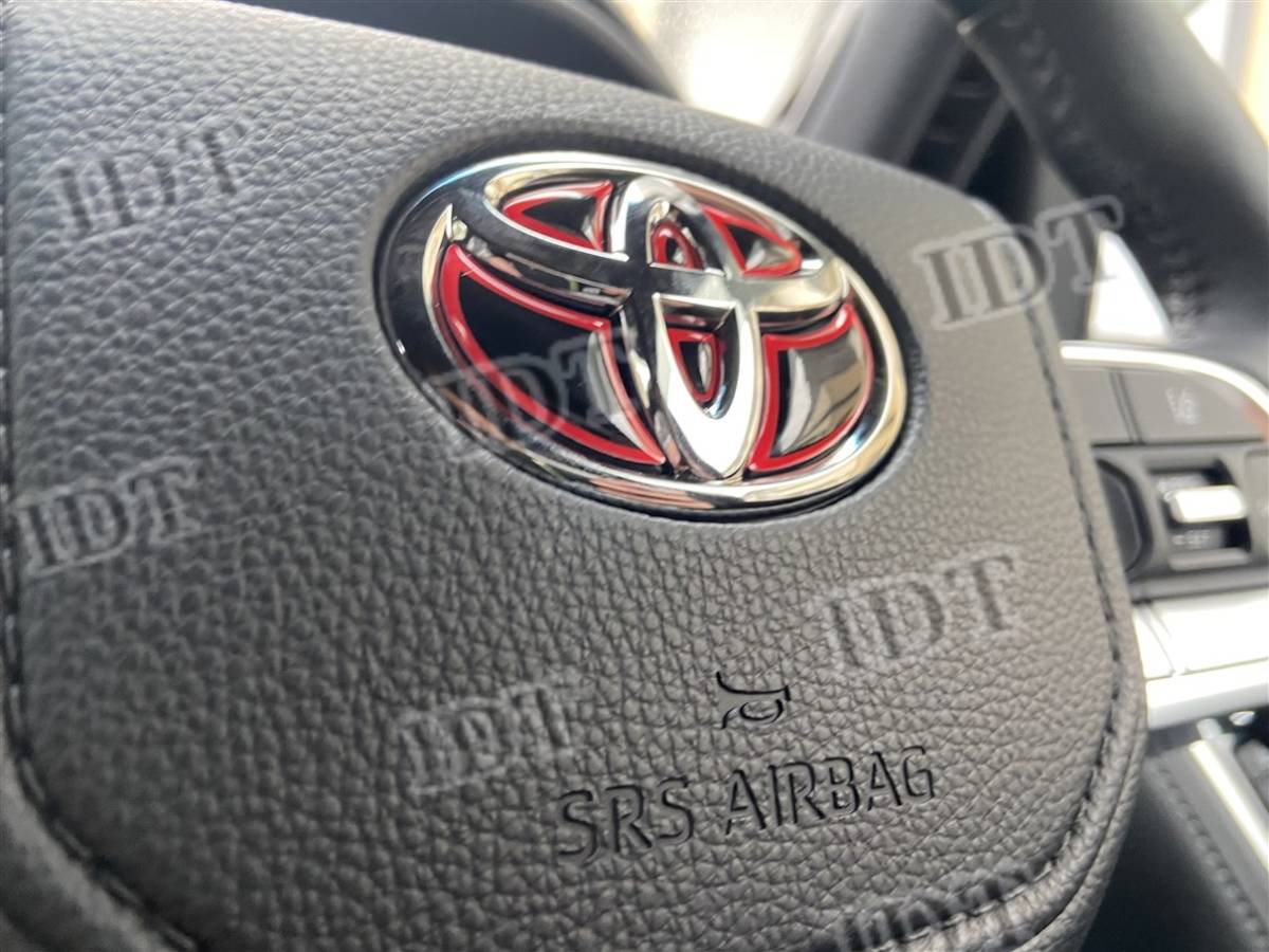 ランドクルザープラド TRJ150W ステアリング エンブレム シート ステッカー ハンドル 内装 ヒートレッド 赤 3D拍卖