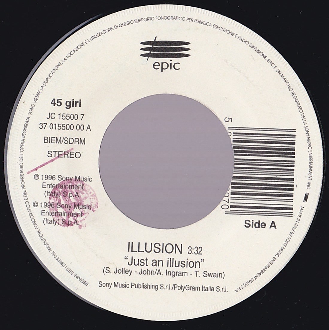 R&B 7inch・45★ILLUSION / Just an illusion(カヴァーラップ) ★BABYFACE / This is for the lover in you★Italy Jukebox only・Epic★拍卖