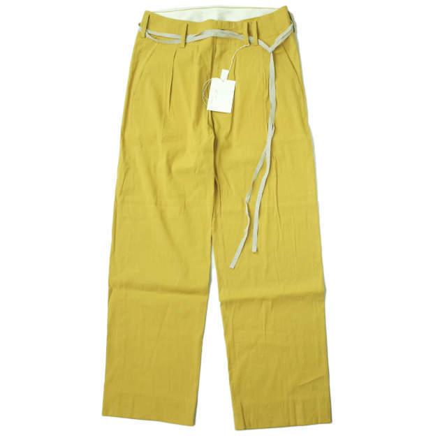 新品 ANCELLM アンセルム 22SS 日本製 LINEN VISCOSE STRAIGHT PANTS リネンヴィスコース ストレートパンツ ANC-PT08 1 YELLOW g6542拍卖