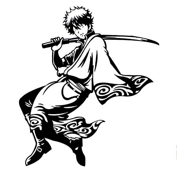 シール ウォールステッカー カーステッカー 全身 銀魂 30cm 木刀 黒 ブラック 坂田銀時 防水拍卖