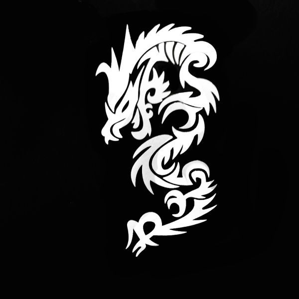 シール 車 カーステッカー 龍 ドラゴン 白 シルバー 縦 デカール バイク ウォールステッカー拍卖