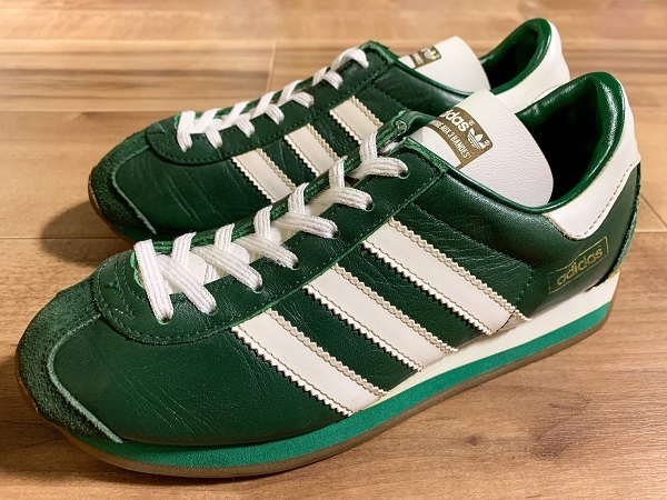美品、ビンテージ、レア! ADIDAS アディダス COUNTRY カントリー 緑 1998年日本製 22.5cm US4.5 日本企画 オールド オリジナル フランス拍卖