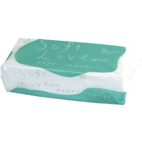 送料無料 ペーパータオル 業務用 再生紙100% ソフトラブミニ 小判サイズ 170×220mm 200枚x48個(1ケース)代金引換便不可拍卖