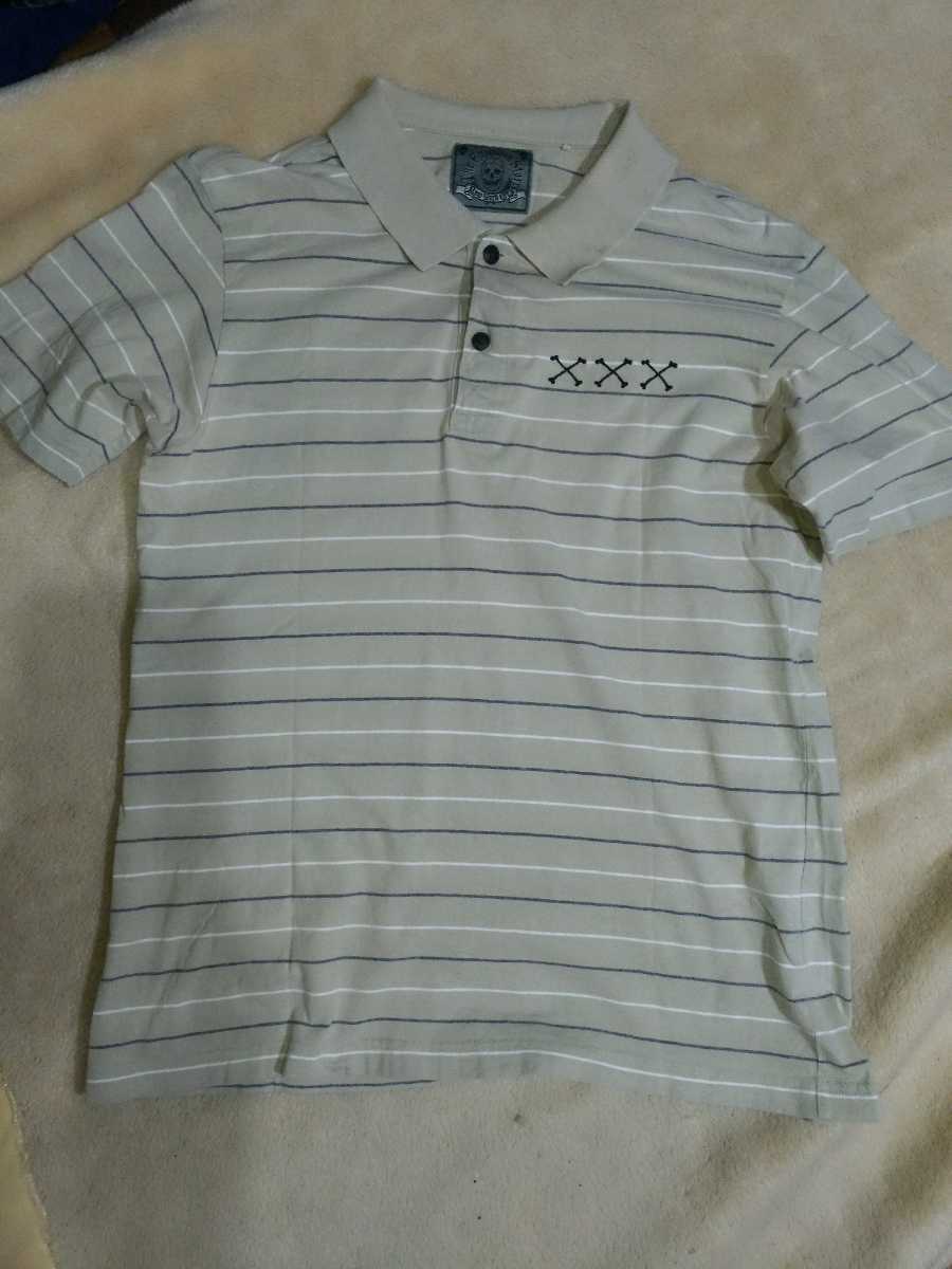 ユニクロ UNIQLO ×The Evolution Store コラボ ボーダー スカル 半袖ポロシャツ メンズL拍卖