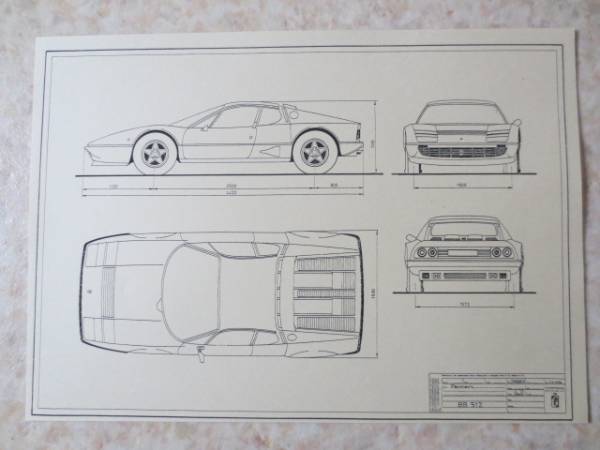 フェラーリーBB512(FERRARI)の設計図面・イタリア車・スーパーカー・テスタロッサ・F40・F50・エンツィオ拍卖